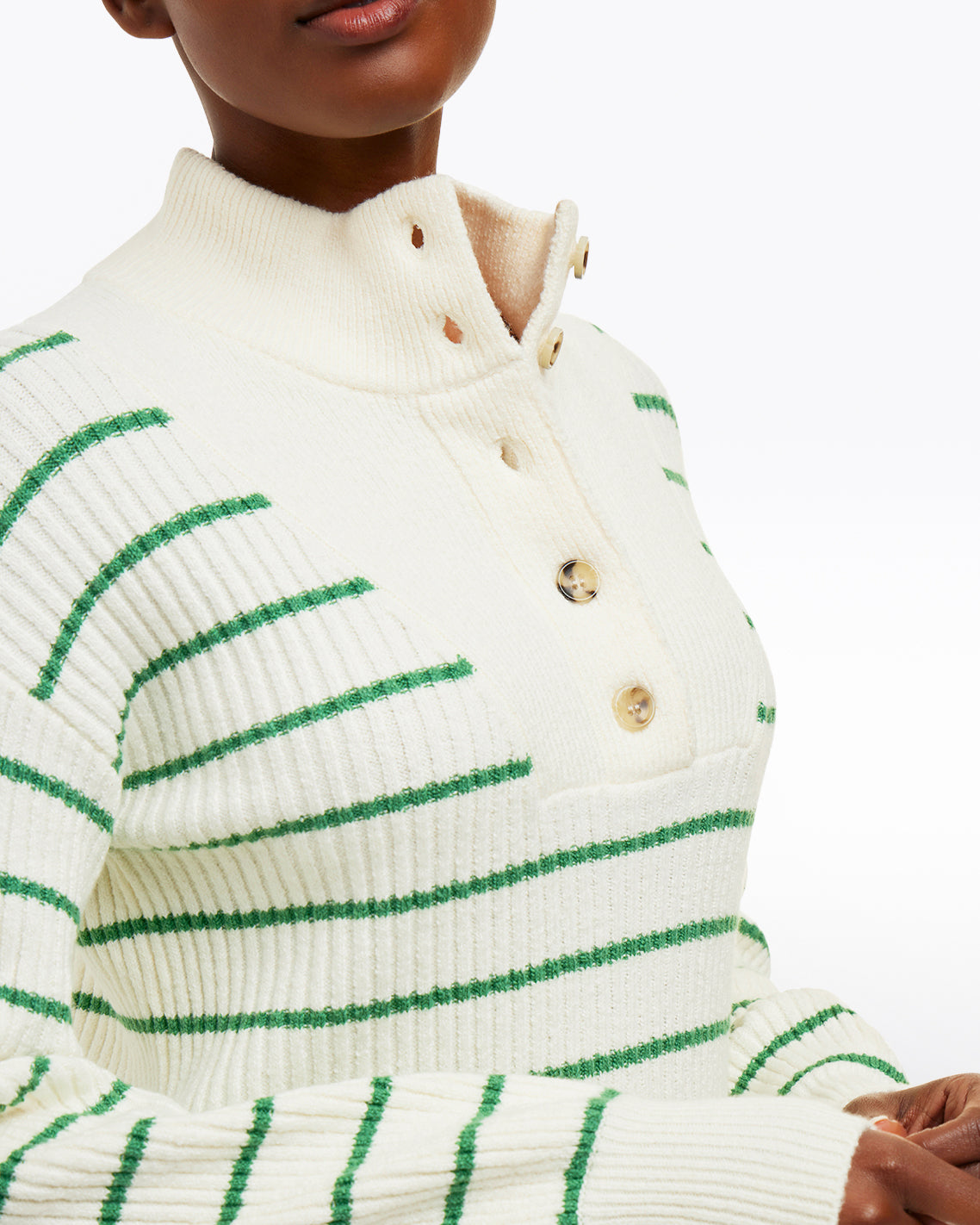Striped Button Front Sweater | Draper James Premium