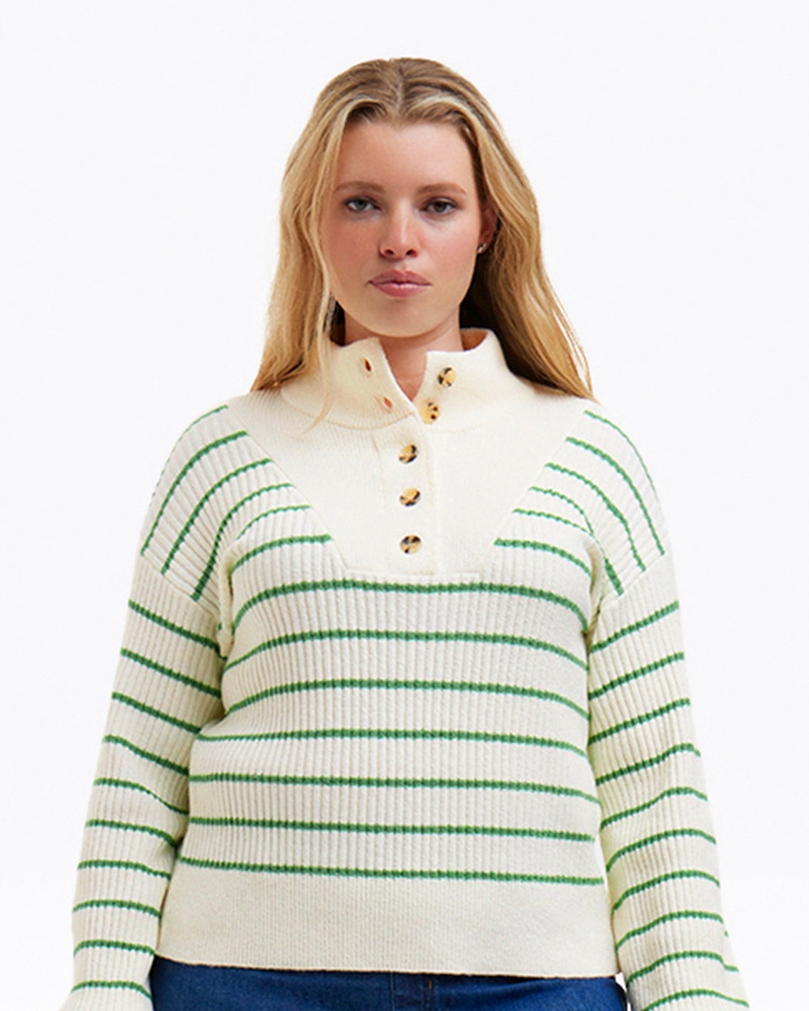 Striped Button Front Sweater | Draper James Premium
