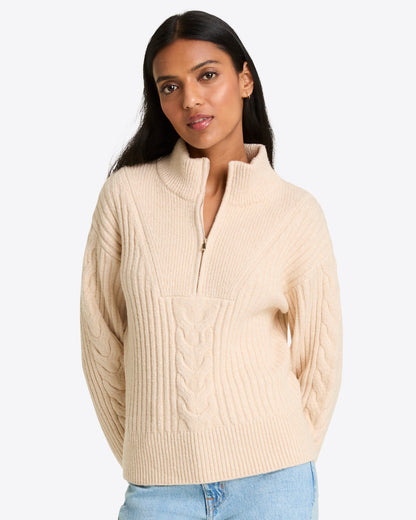 Quarter Zip Cableknit Sweater | Draper James Premium