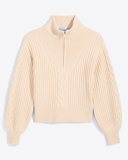Quarter Zip Cableknit Sweater | Draper James Premium