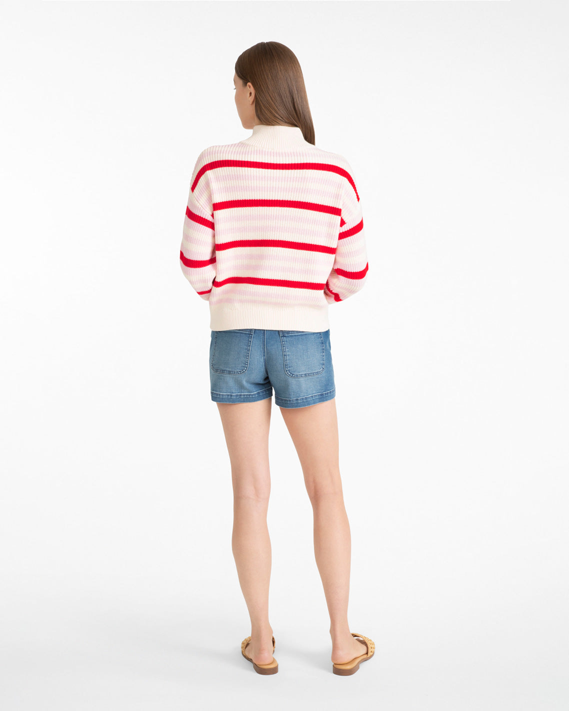 Quarter Zip Sweater in Mixed Stripe | Draper James Great Value