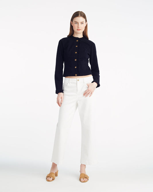 Ruffle Denim Jacket – Light Wash | Draper James Value
