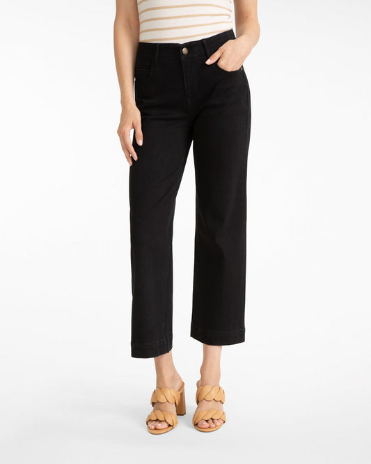 5-Pocket Wide Leg Crop in Black Denim | Draper James Smart Buy