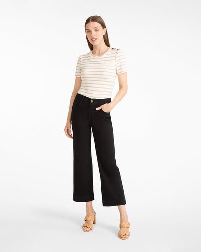 5-Pocket Wide Leg Crop in Black Denim | Draper James Smart Buy