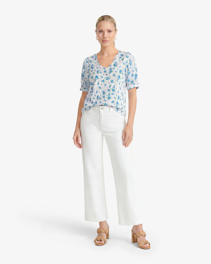 Wide Leg Jeans in White Denim | Draper James Discount