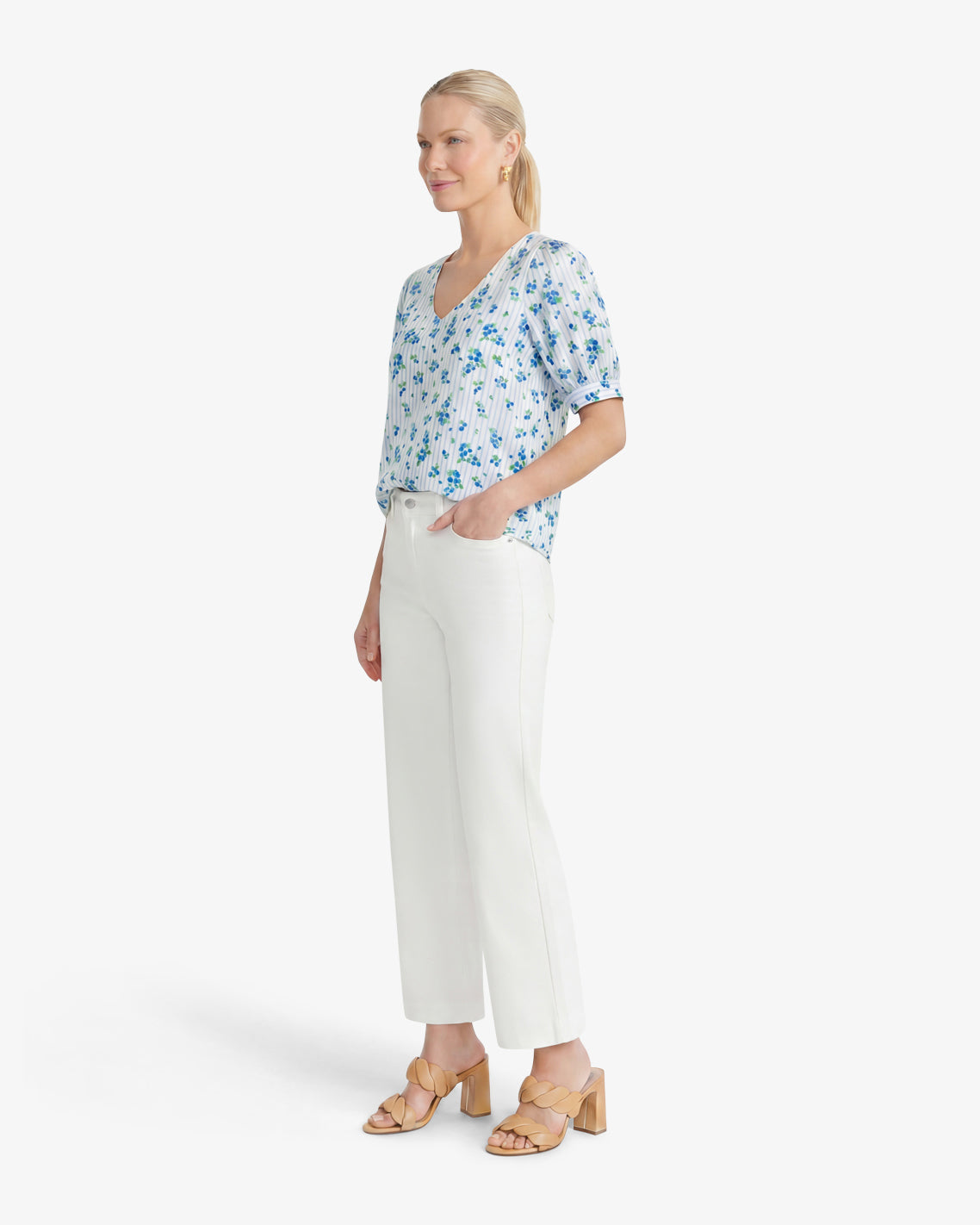 Wide Leg Jeans in White Denim | Draper James Discount