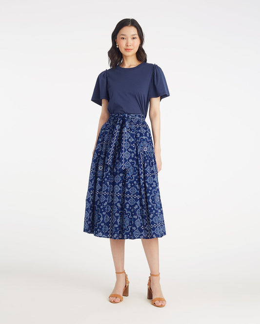 Midi Skirt in Bandana Blue | Draper James Popular