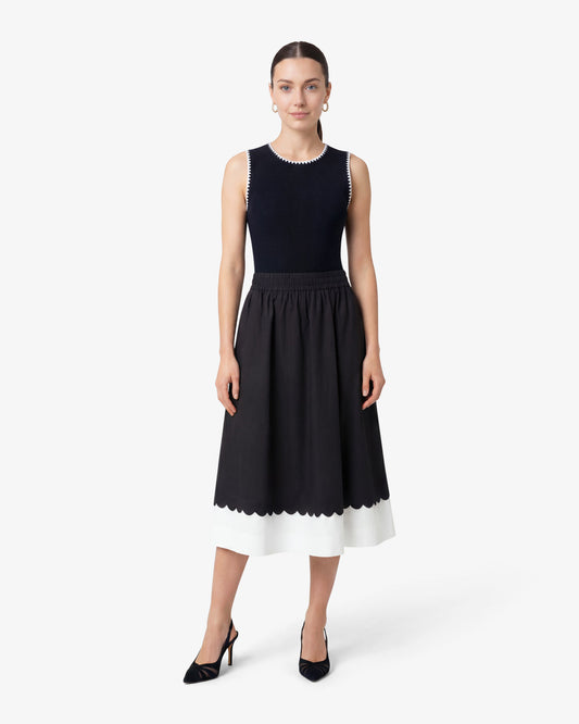 Midi Skirt in Black and White | Draper James Discount