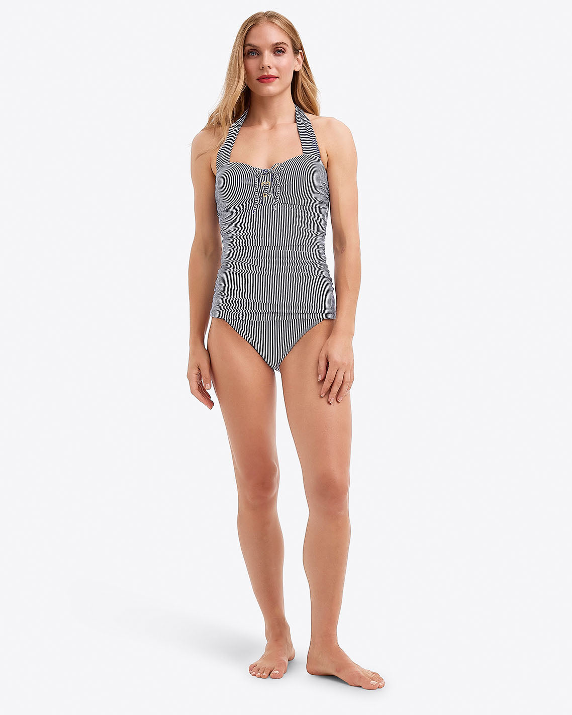 Seersucker Halter Bandeau Tankini – Gingham Print | Draper James Customer Favorite