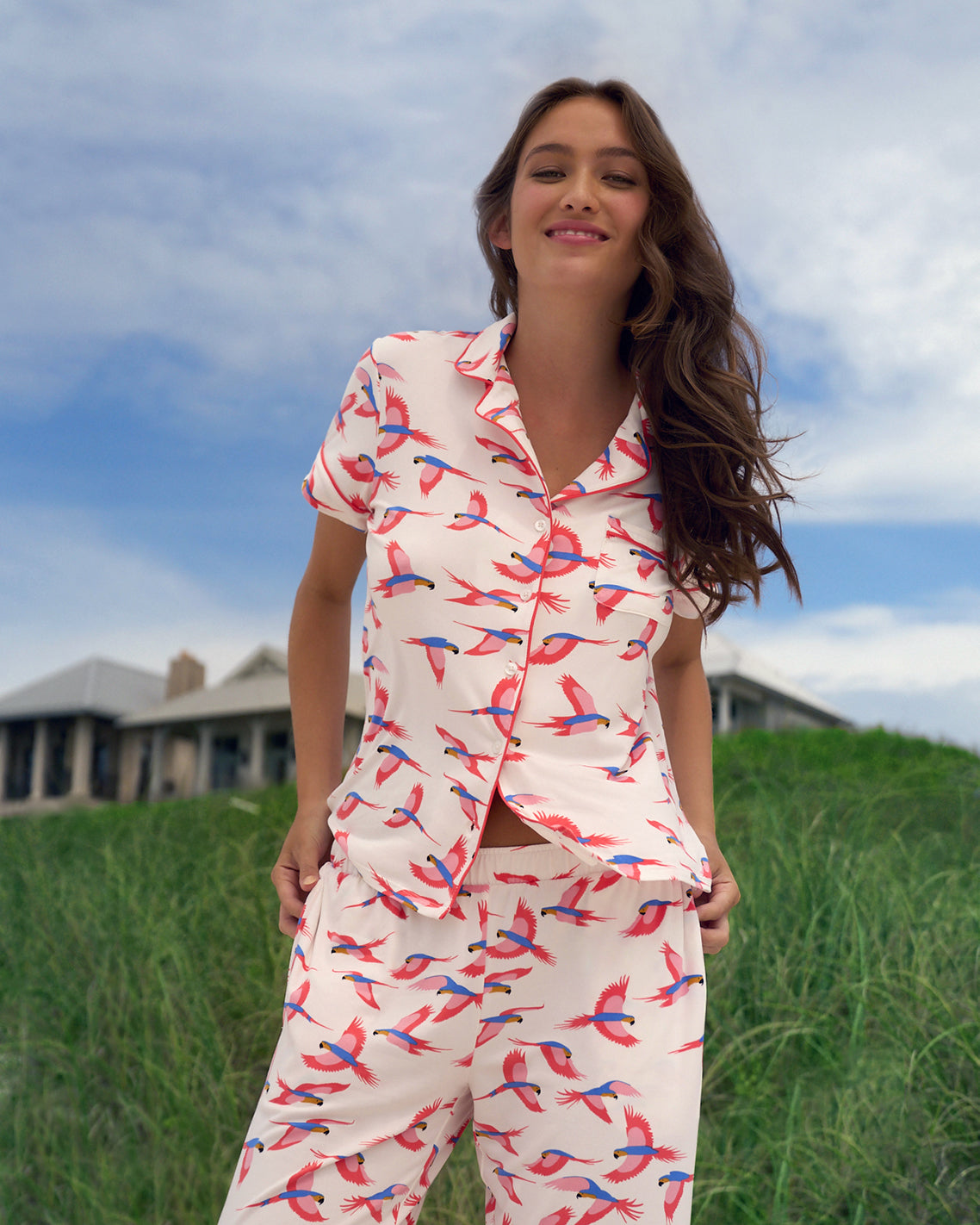 Short Sleeve Linda in Pink Parrot | Draper James New