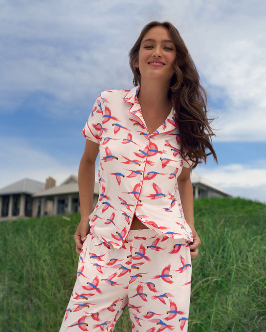 Short Sleeve Linda in Pink Parrot | Draper James New