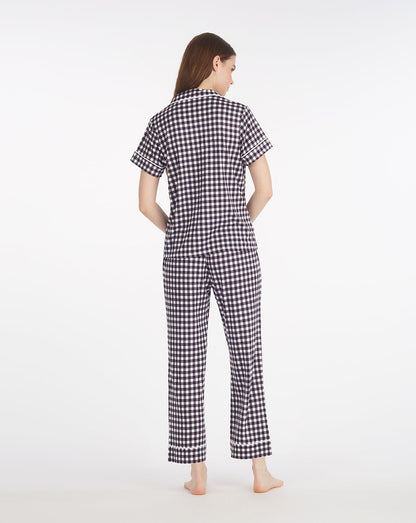 Linda Pajama Set in Navy Gingham | Draper James Premium