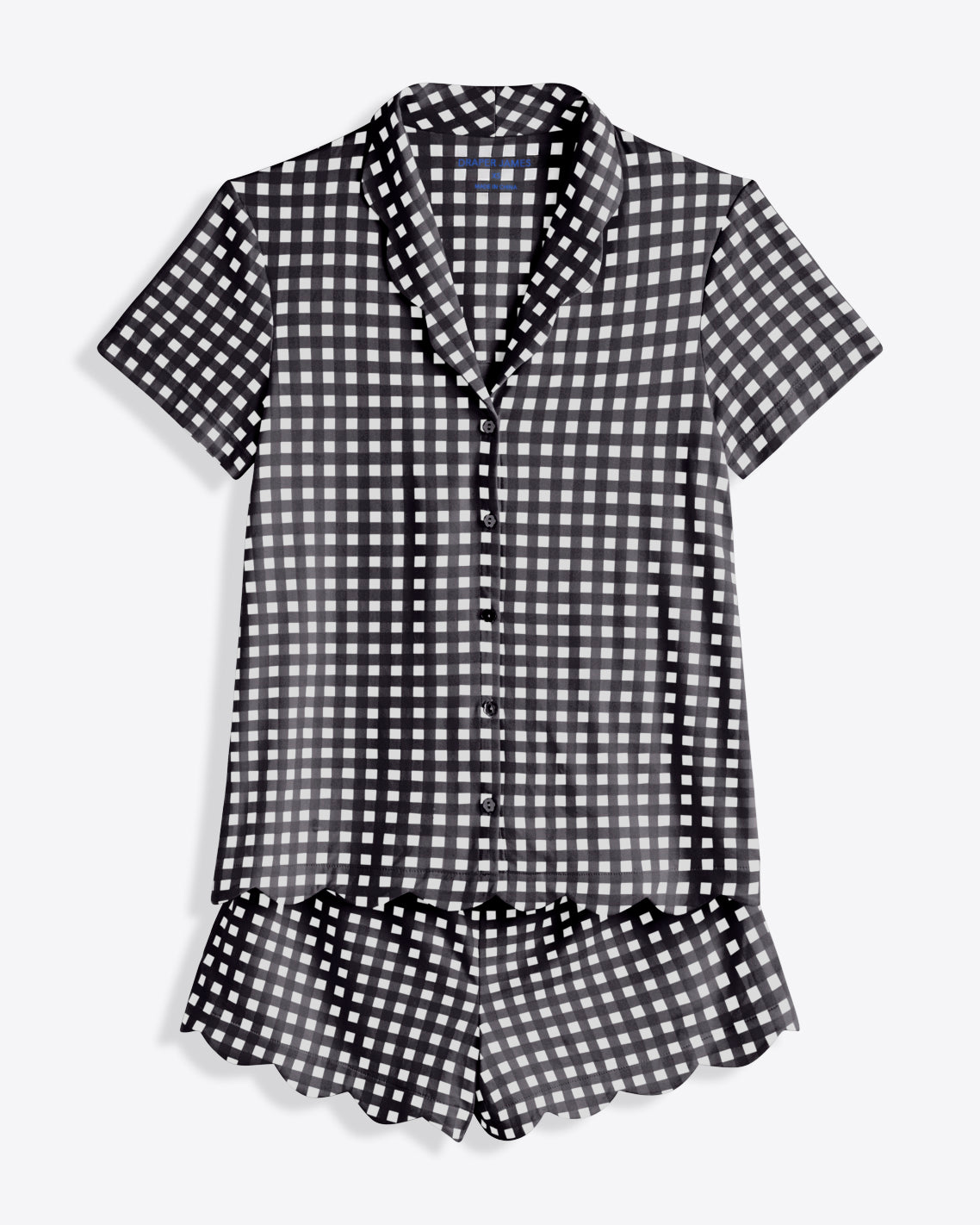 Scallop Sara Pajama Set in Navy Gingham | Draper James Recommended