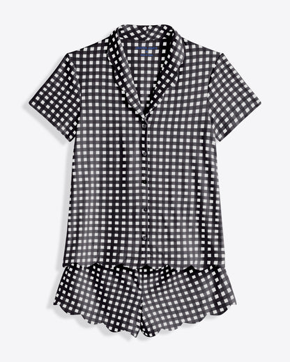Scallop Sara Pajama Set in Navy Gingham | Draper James Recommended
