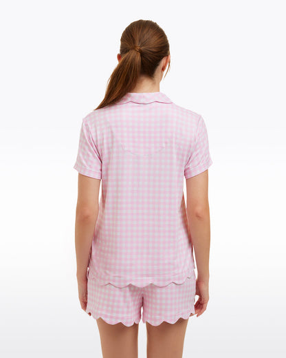 Scallop Sara Pajama Set in Pink Gingham | Draper James Trusted