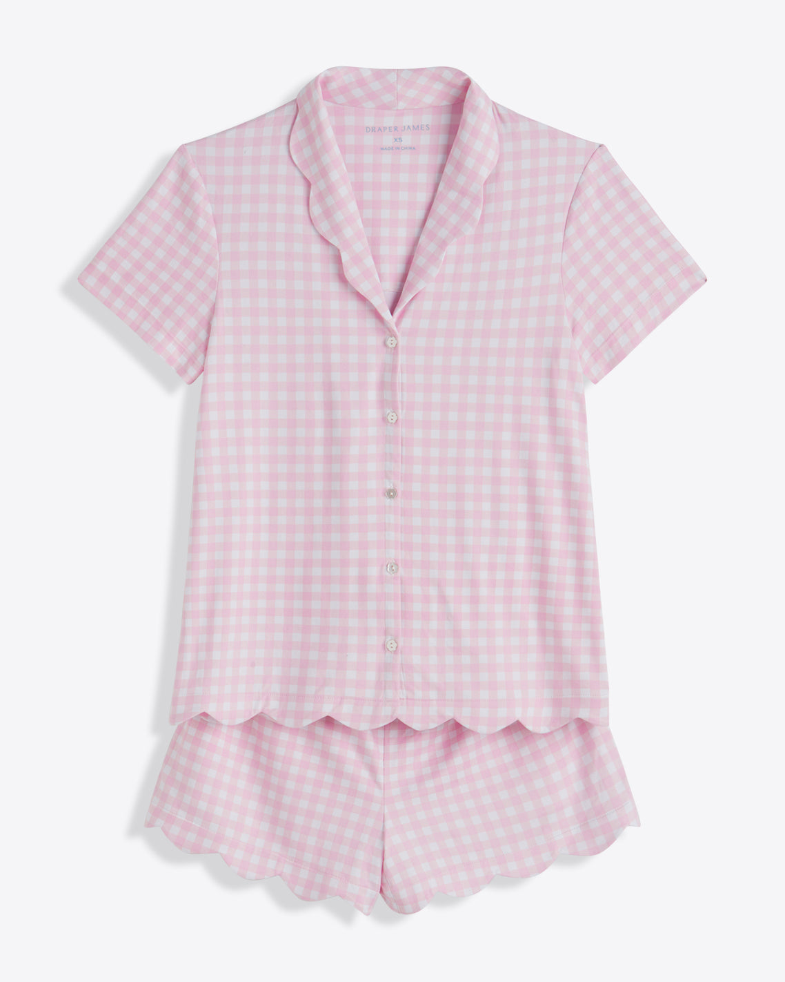 Scallop Sara Pajama Set in Pink Gingham | Draper James Trusted