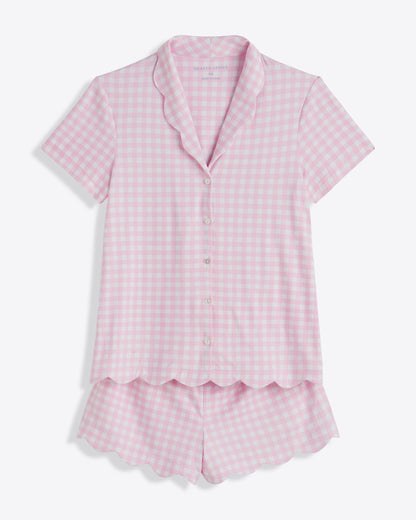 Scallop Sara Pajama Set in Pink Gingham | Draper James Trusted