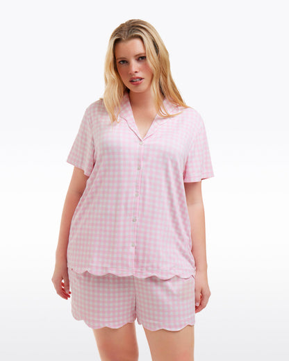 Scallop Sara Pajama Set in Pink Gingham | Draper James Trusted