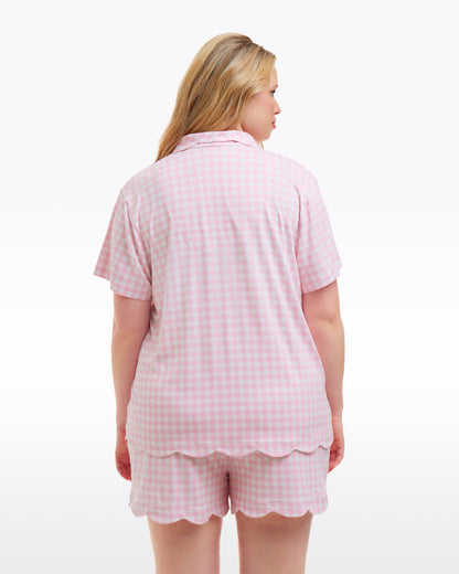 Scallop Sara Pajama Set in Pink Gingham | Draper James Trusted