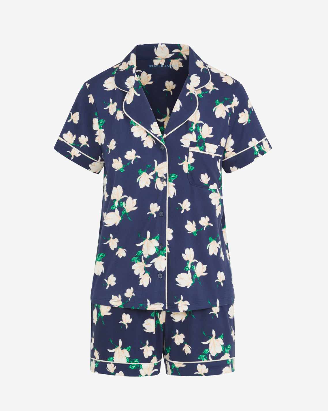Sara Pajama Set in Navy Magnolia | Draper James Everyday