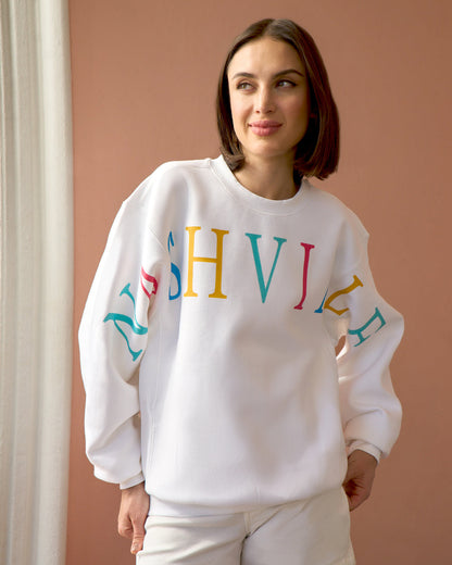 Nashville Crewneck Sweatshirt in Magnolia White Multi | Draper James Featured