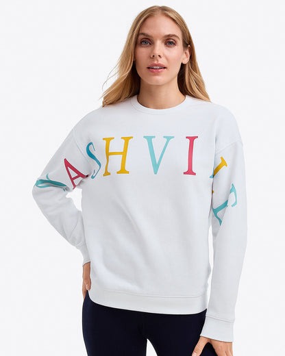 Nashville Crewneck Sweatshirt in Magnolia White Multi | Draper James Featured