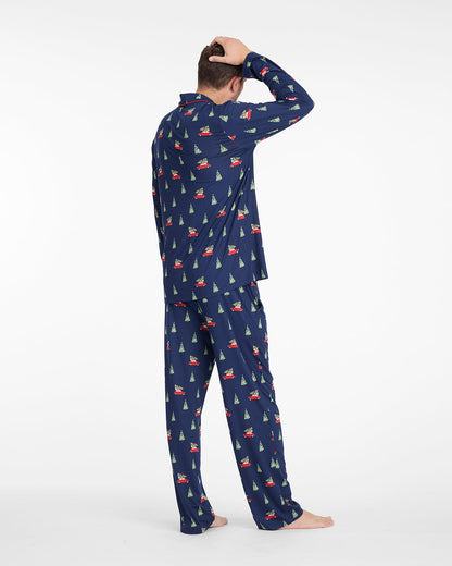 Men's Long-Sleeve Pajama Set in Holiday Trees | Draper James Latest