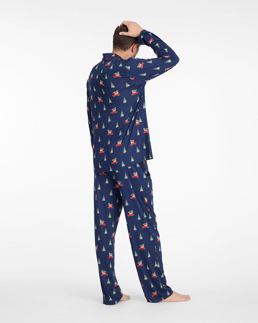 Men's Long-Sleeve Pajama Set in Holiday Trees | Draper James Latest