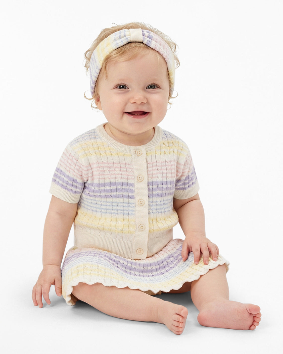 Sweater Knit Skirt Set with Headband in Striped Pastel | Draper James Discount