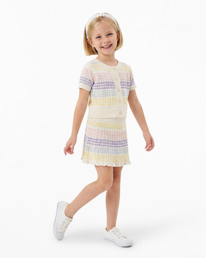 Sweater Knit Skirt Set with Headband in Striped Pastel | Draper James Discount