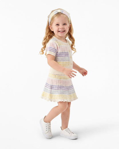 Sweater Knit Skirt Set with Headband in Striped Pastel | Draper James Discount