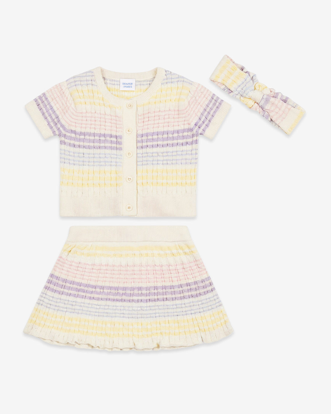 Sweater Knit Skirt Set with Headband in Striped Pastel | Draper James Discount