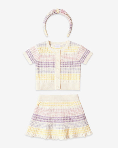 Sweater Knit Skirt Set with Headband in Striped Pastel | Draper James Discount