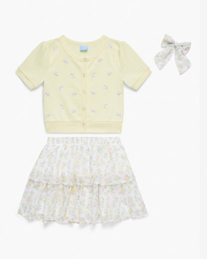 Floral Sweater Knit Skirt Set with Bow in Yellow | Draper James Exclusive