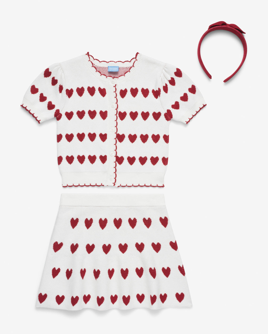 Sweater Knit Skirt Set with Headband in Heart Print | Draper James Recommended