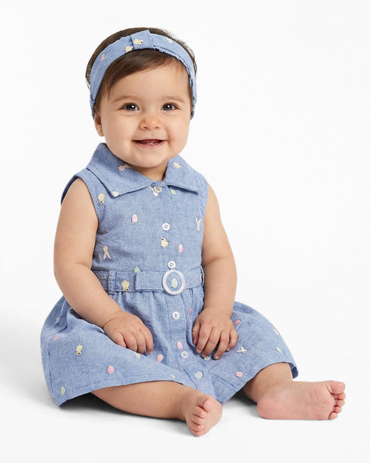 Dress with Headband in Blue Chambray | Draper James Hot Sale