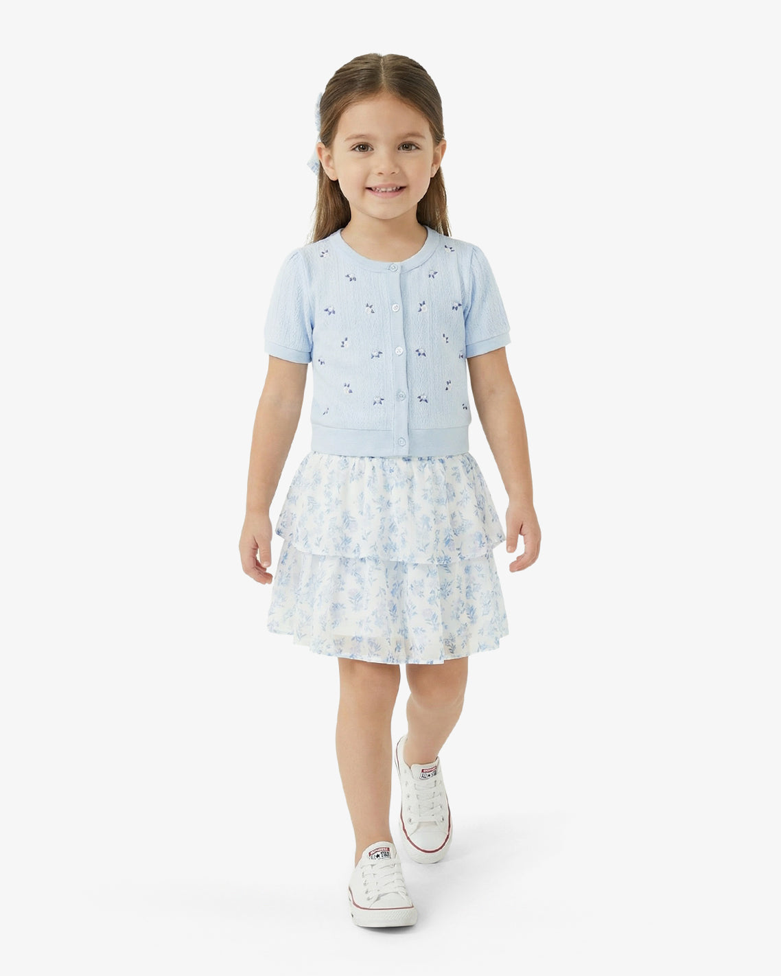 Floral Sweater Knit Skirt Set with Bow in Blue | Draper James Great Value