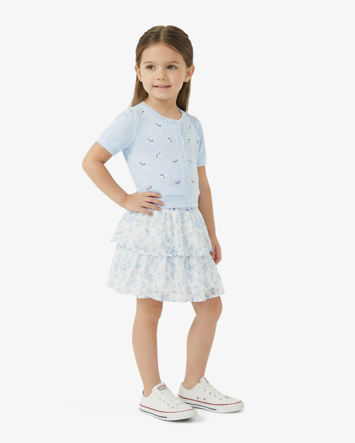 Floral Sweater Knit Skirt Set with Bow in Blue | Draper James Great Value