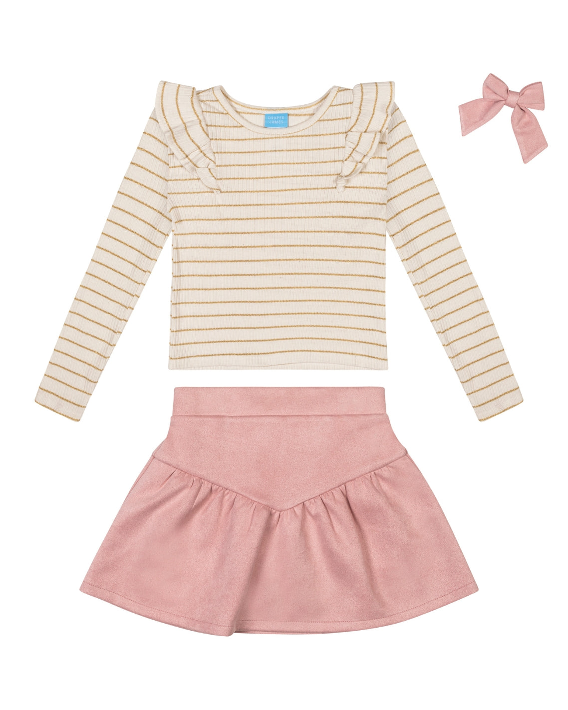Girls' Long-Sleeve Top, Skirt And Bow Set | Draper James Great Value