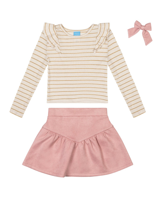 Girls' Long-Sleeve Top, Skirt And Bow Set | Draper James Great Value