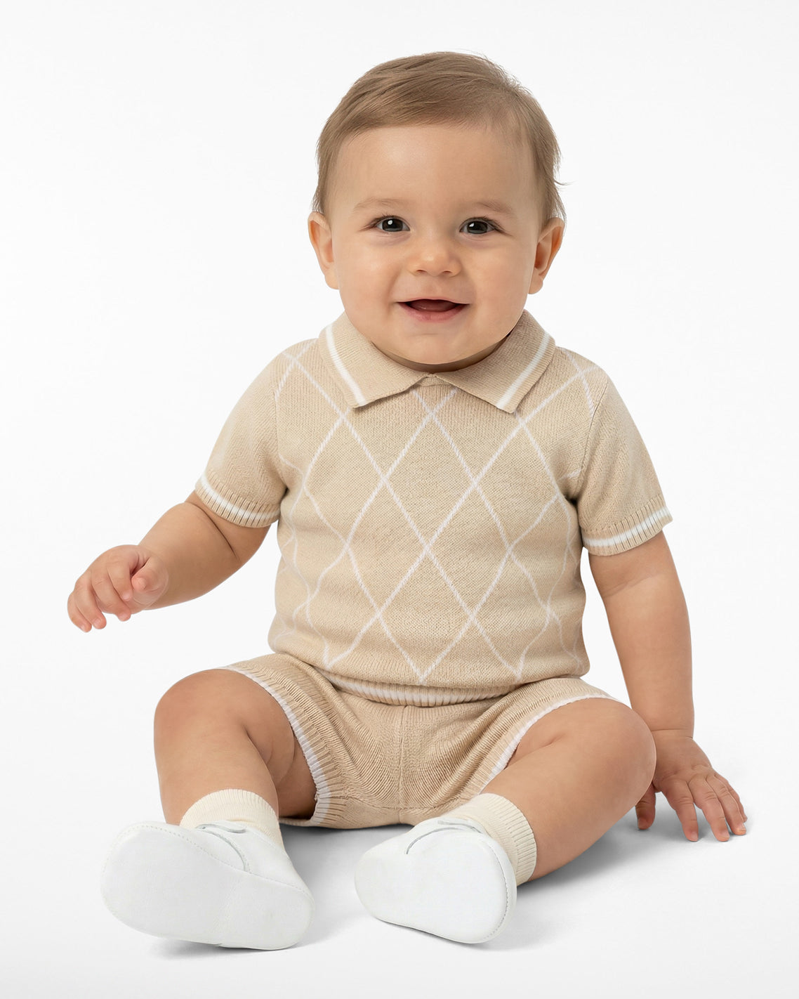 Argyle Polo Sweater Short Set in Beige | Draper James Great Value