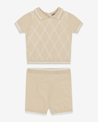 Argyle Polo Sweater Short Set in Beige | Draper James Great Value