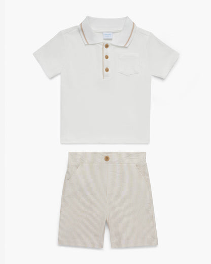 Polo Seersucker Short Set in Beige | Draper James Discount