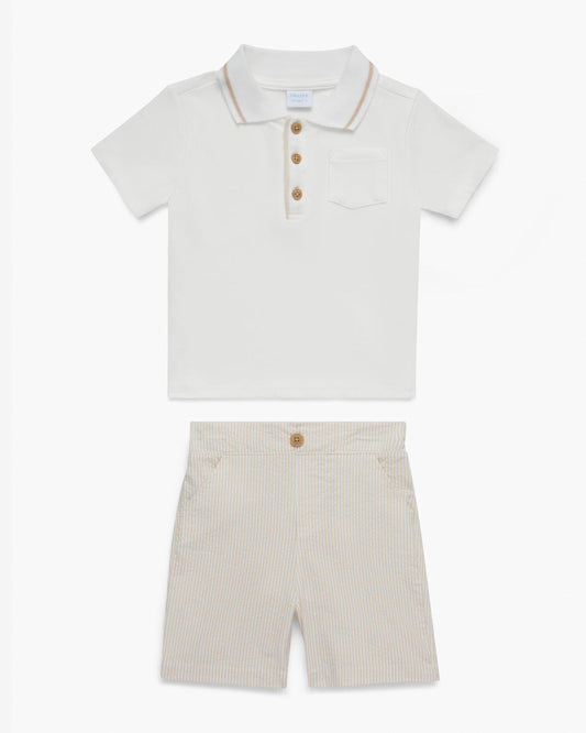 Polo Seersucker Short Set in Beige | Draper James Discount