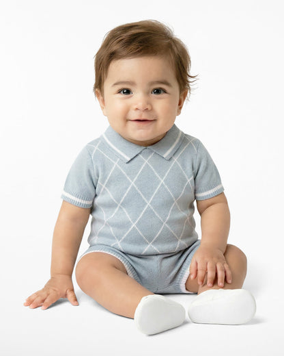 Argyle Polo Sweater Short Set in Blue | Draper James Classic