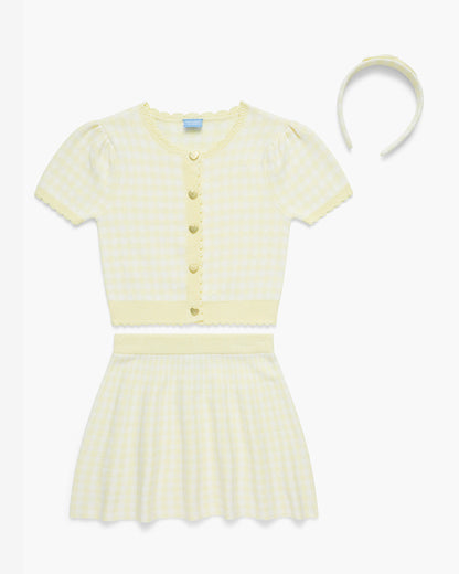 Sweater Knit Skirt Set with Headband in Yellow | Draper James Classic