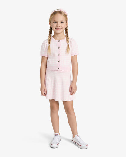 Gingham Sweater Knit Skirt Set with Headband in Pink | Draper James Discount