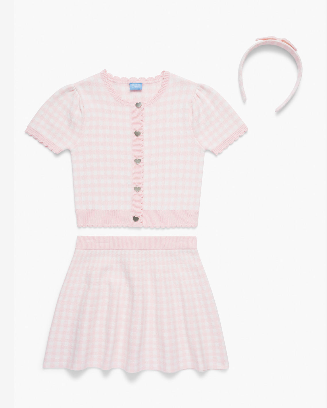 Gingham Sweater Knit Skirt Set with Headband in Pink | Draper James Discount