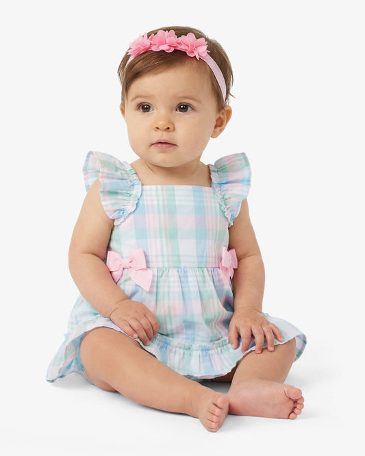 Dress with Diaper Cover in Blue Plaid | Draper James Latest