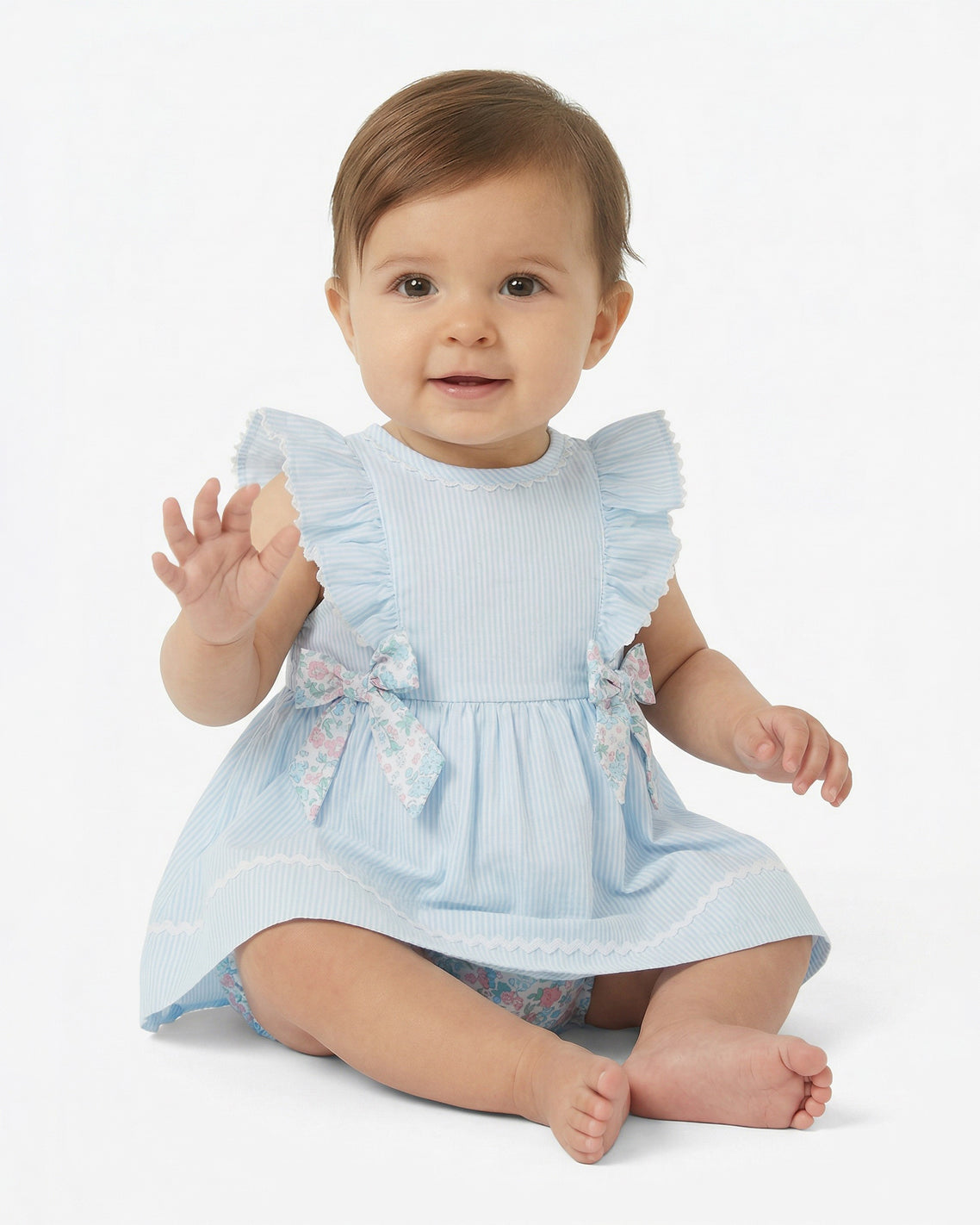 Striped Dress with Diaper Cover in Blue | Draper James Top Pick